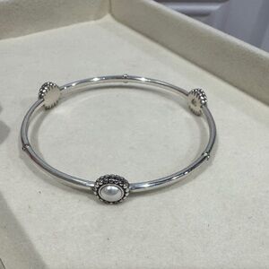 Brighton Silver Mother Pearl Bangle Bracelet